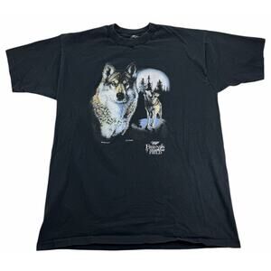 Vintage 90s Wolves Moon Graphic Miller Lite Friend Of The Field Mens Large Shirt